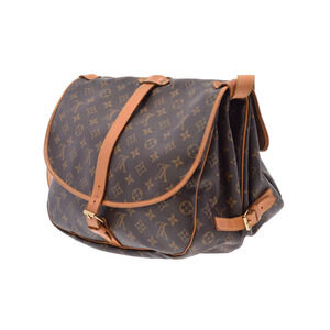 Louis Vuitton Bag Leather Saumur Brown Shoulder Monogram